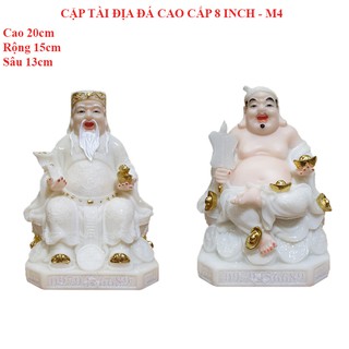 Cặp tượng thần tài ông địa đá cao cấp 8 inch - M4
