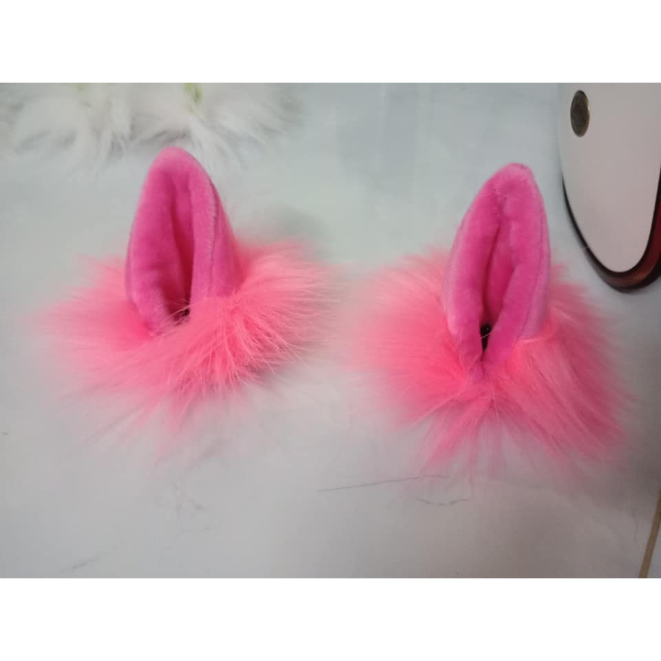 Combo nón bảo hiểm trắng lon hồng lên tai mèo cute