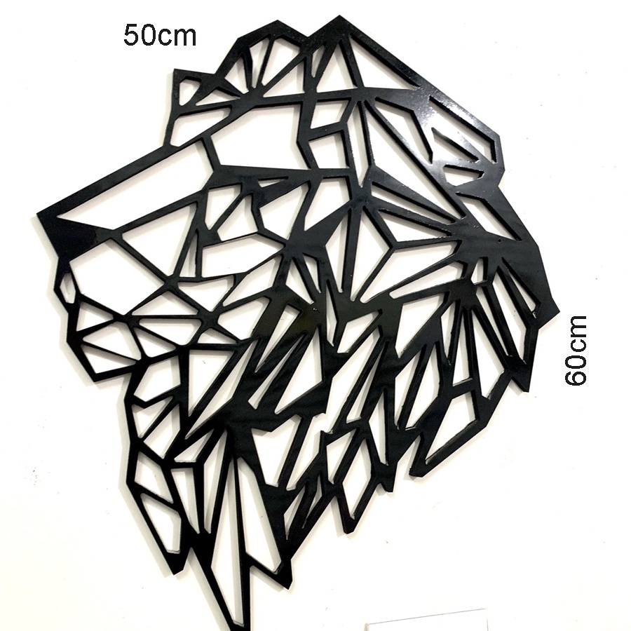 Tranh dán tường 3D gỗ PVC phong cách scandinavian trang trí quán trà sữa quán cà phê không gian phòng khách hình sư tử