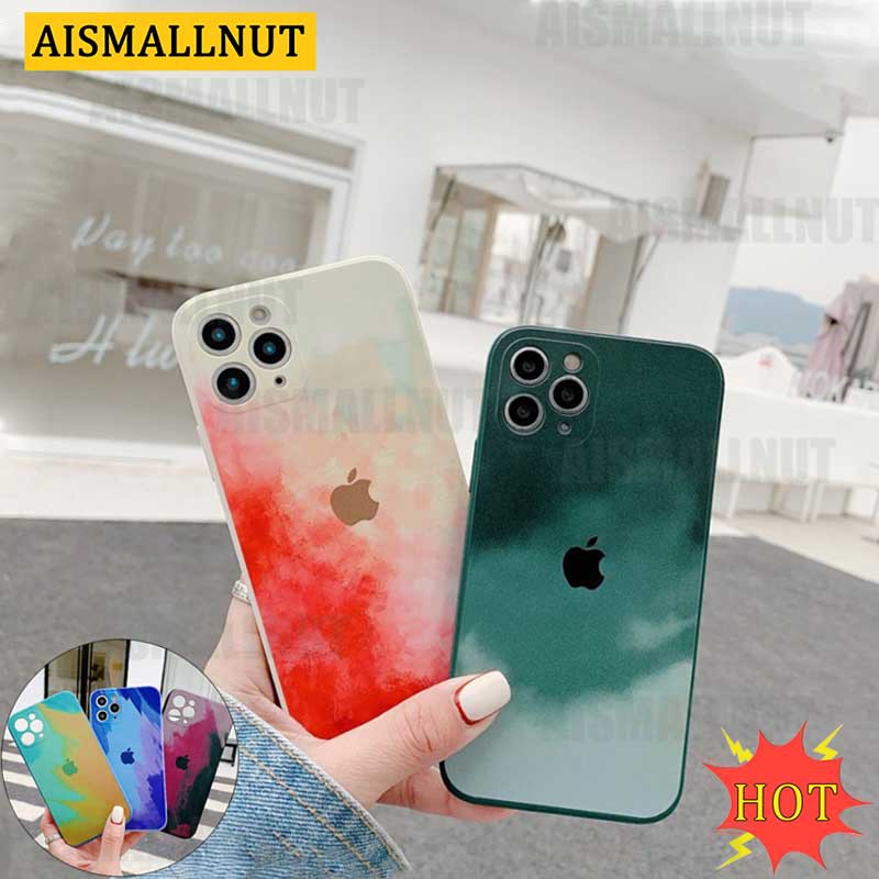 Ốp Điện Thoại Họa Tiết Màu Nước Đơn Giản Cho iPhone X XR XS Max 8 7 6 6s Plus 11 12 Pro Max