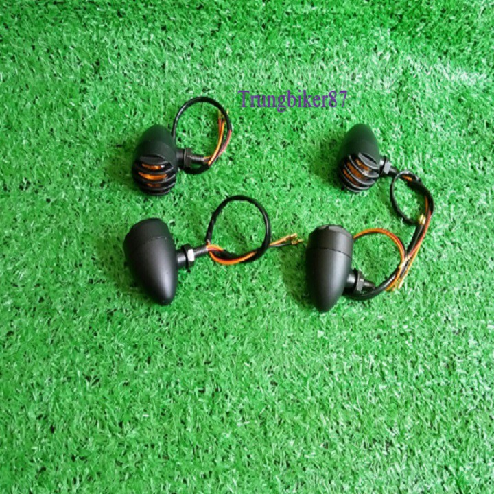 Đèn xi nhan lưới sắt dạng hột vịt độ classic cafe racer