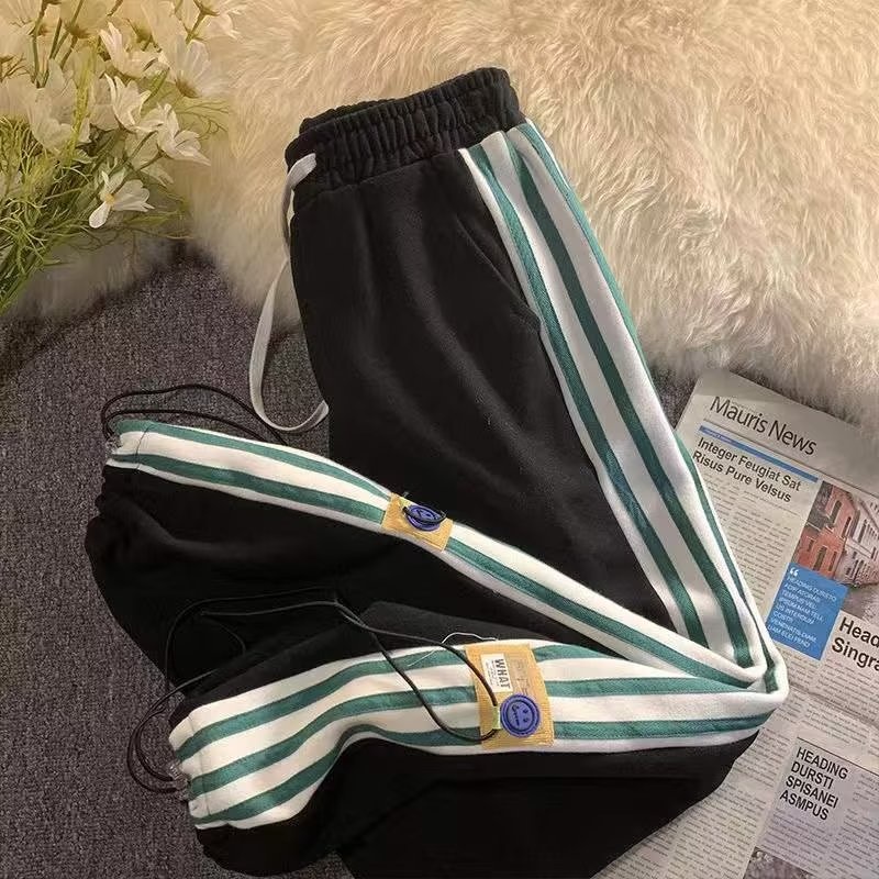 Quần Thể Thao Ống Rộng Phối Sọc Thời Trang Hàn Quốc Dành Cho Nam quần thể thao nam dài quần jogger nam ống rộng