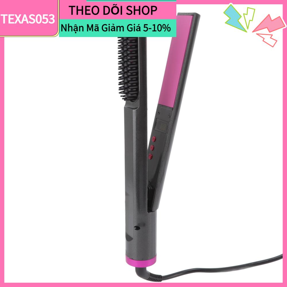 Texas053 Máy Duỗi Tóc 3 trong 1 Có Lược Điện Tạo Kiểu Đa Năng Bàn ủi Chống Da Đầu Mượt 110‑240V