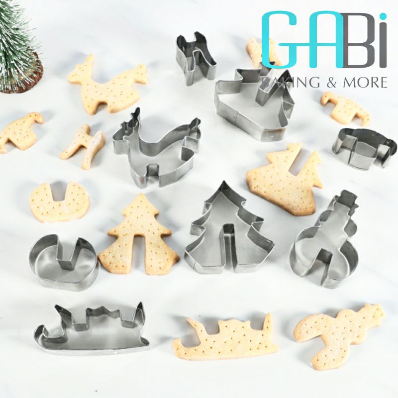 Bộ khuôn cắt cookie inox Noel 3D