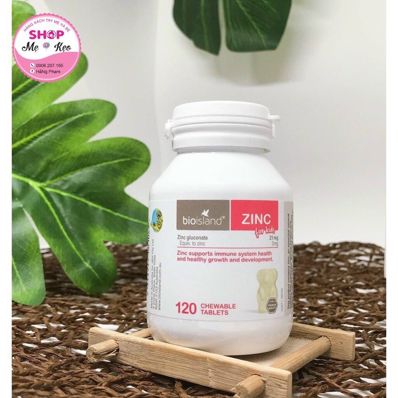 KẸO KẼM Zinc BIOISLAND 120 viên cho bé từ 1 tuổi