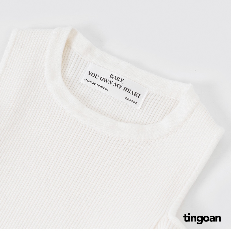 TINGOAN® - Áo len xù ngắn tay dáng lửng khoét vai trắng BE MINE TOP/WH