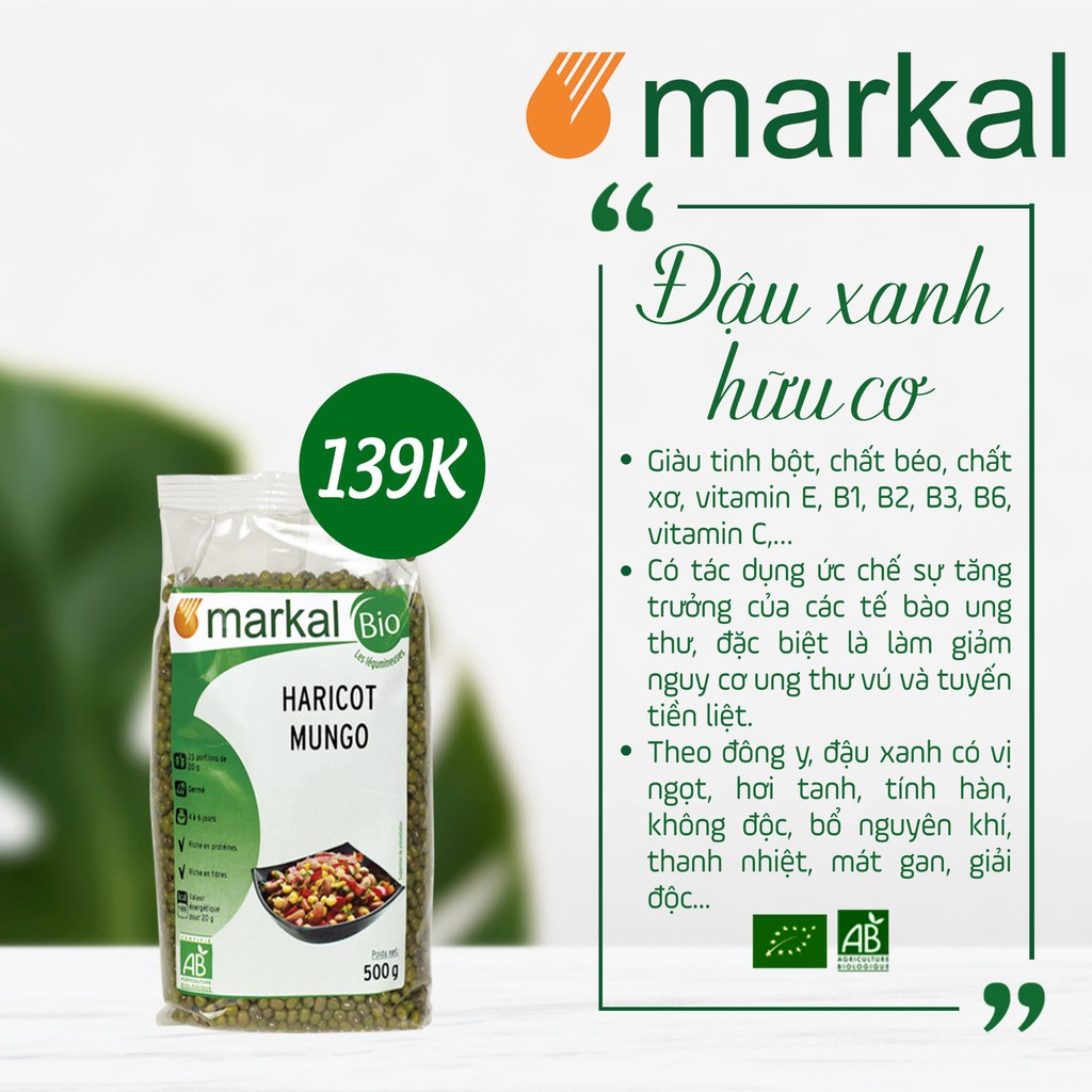 Các loại đậu hạt hữu cơ ăn dặm cho bé 500gr - Markal