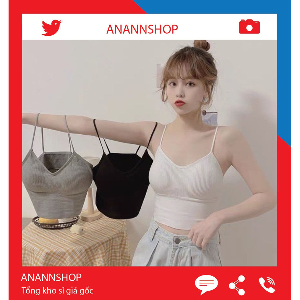 Áo Hai Dây 💖FREESHIP💖 Áo Lót Ngực Bra 2 Dây Len Tăm Thân Dài Kiểu Dáng Body Phong Cách Thời Trang Cho Nữ 2022