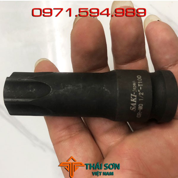 Đầu típ khẩu 1/2 inch hoa khế 6 cạnh ngoài . thương hiệu SAKI - Nhật Bản, dài 78mm, chất liệu carbon CRMO