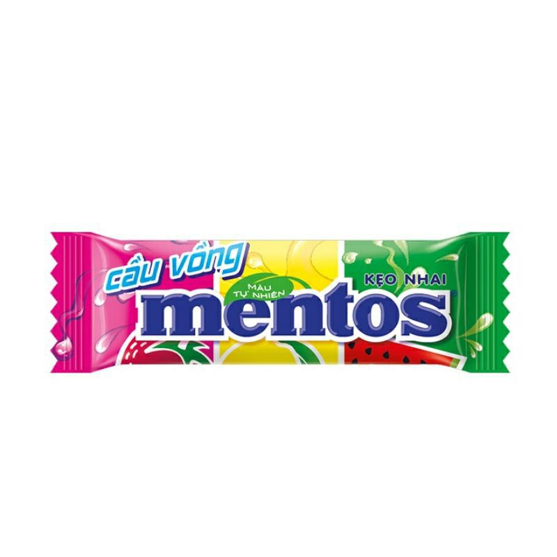[24 THỎI MINI] Kẹo Nhai MENTOS Cầu Vồng Hương Trái Cây