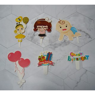 Set 3 tờ cắm giấy trang trí bánh kem rau câu