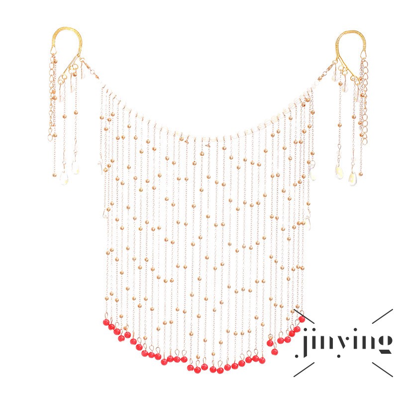 GETNOIVAS Mạng che mặt đính hạt nhiều màu kiểu tua rua dáng dài phong cách Trung Hoa cổ điển dành cho nữ