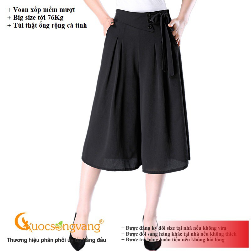 Quần lửng nữ eo thun quần nữ ống rộng voan xốp GLQ115 Cuocsongvang