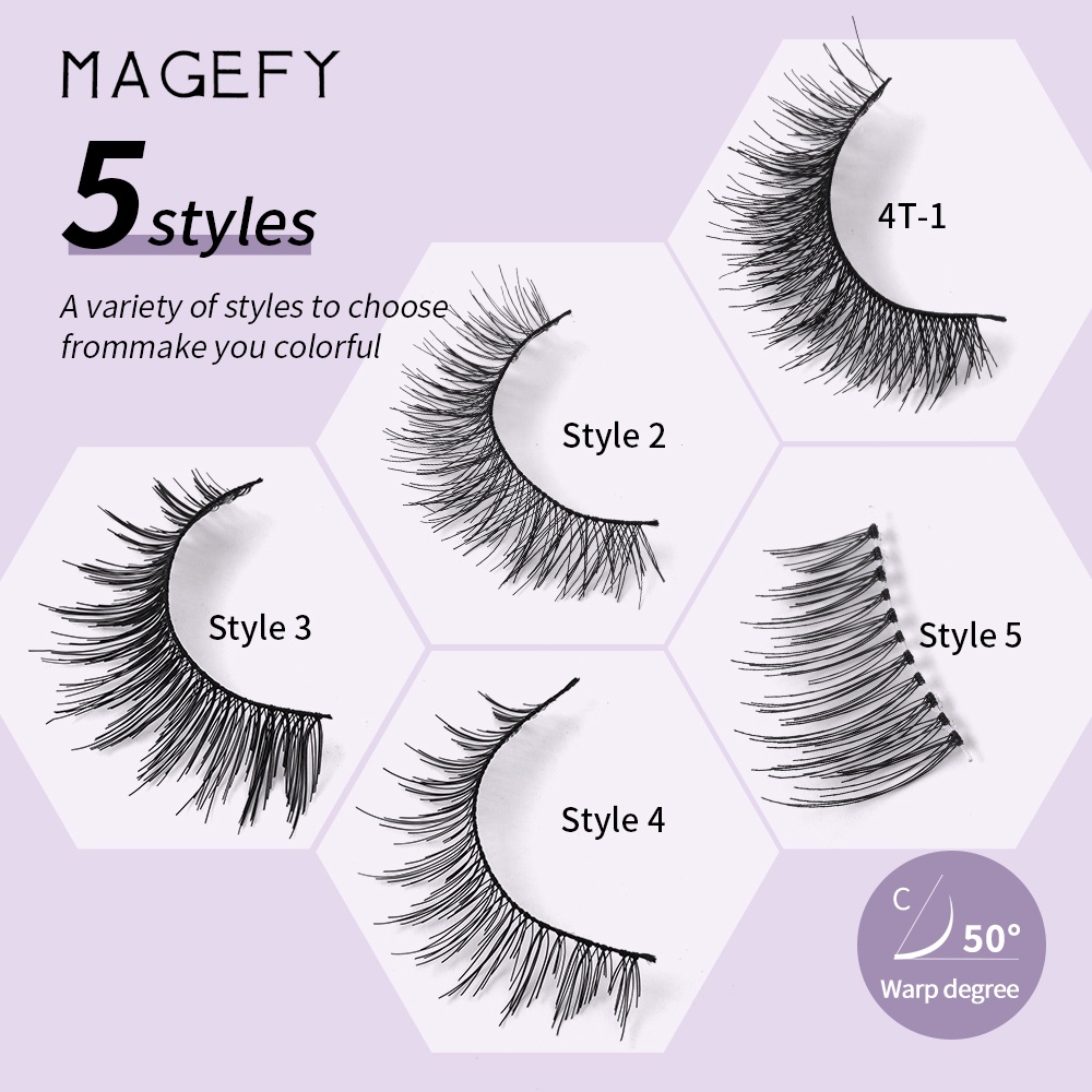 Hộp cặp lông mi giả MAGEFY tự nhiên cong và dày dành cho làm đẹp