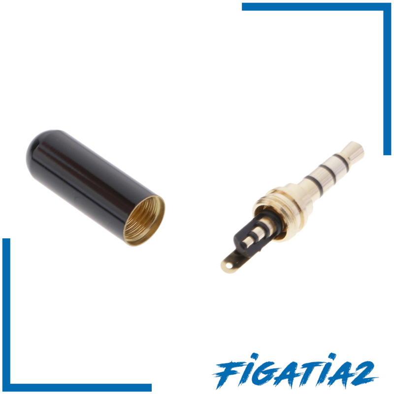 [FIGATIA2]3.5mm 1/8\'\' TRRS 4 Pole Male Plug A/V Solder Connector, Black