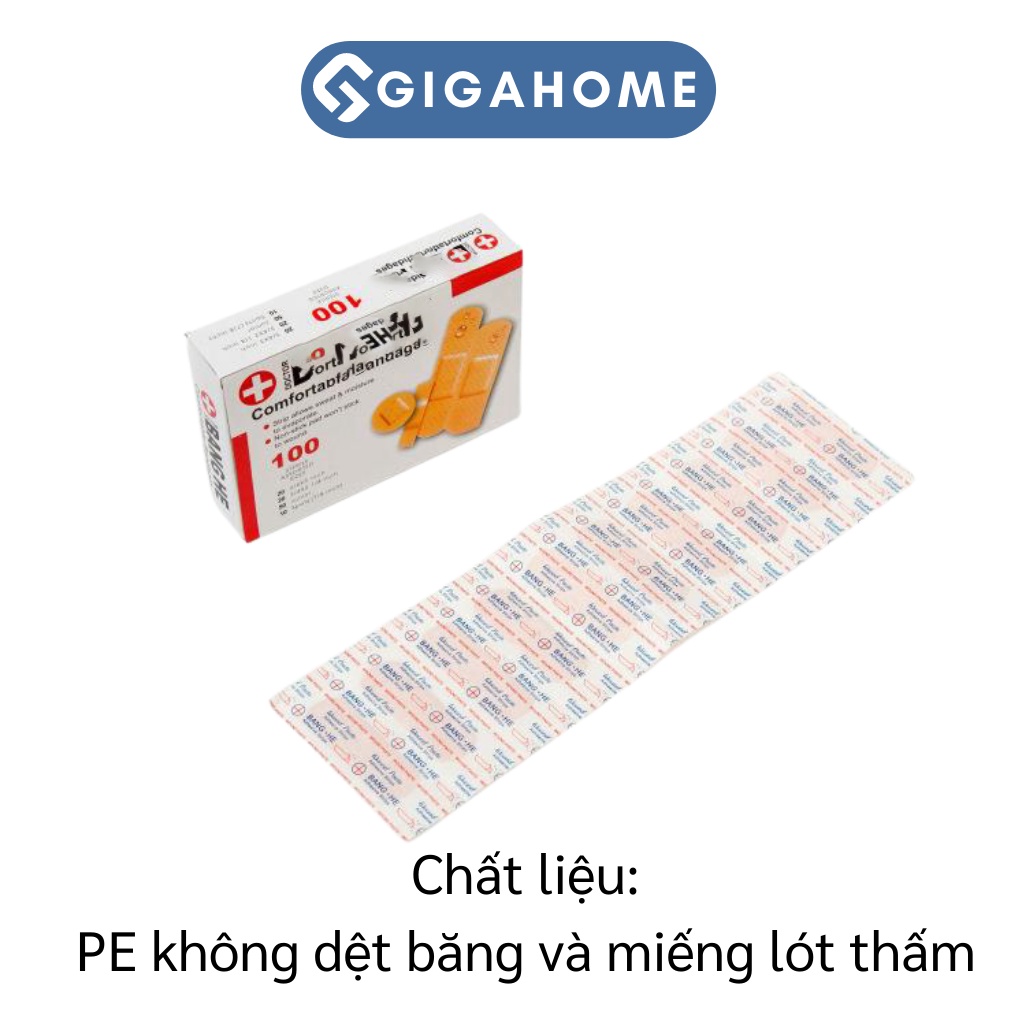 Hộp 100 Miếng Băng Cá Nhân 4 Loại GIGAHOME Chống Thấm Nước, Thoáng Khí 5228