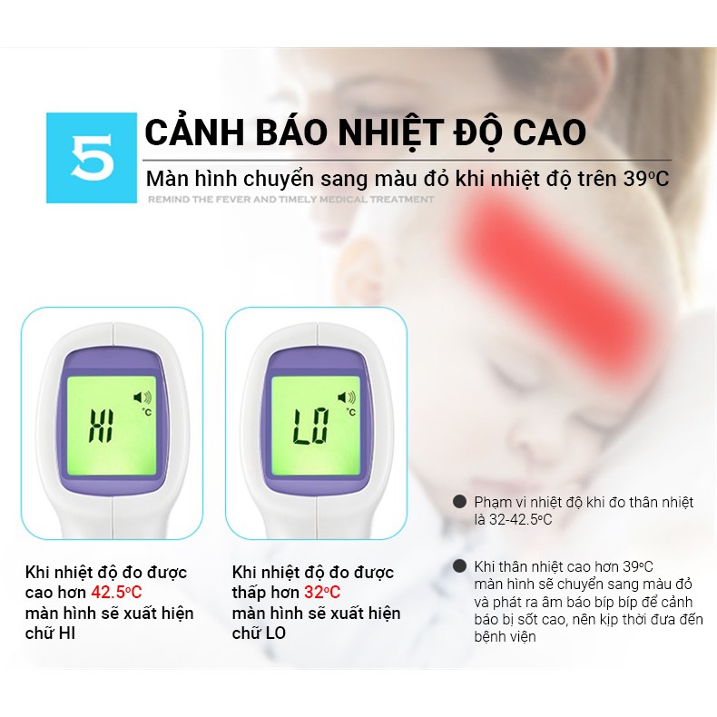 Nhiệt kế hồng ngoại điện tử GP-300 Máy đo nhiệt Cát Thái đo nhiệt độ nhanh chóng trong 1s không cần chạm, ghi nhớ 32 lần