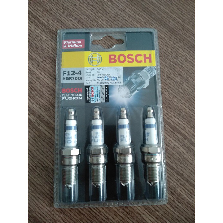 Bộ 4 Bugi BOSCH HGR7DQI Chân Côn Ngắn Bạch Kim Platinum &amp; Iridium Ford Mondeo Escape Focus