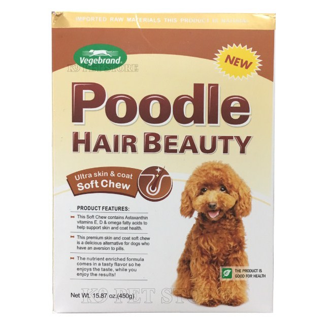 🌸POODLE HAIR sản phẩm hồi phục màu lông & da chuyên cho Poodle, và dòng chó lông màu 450g