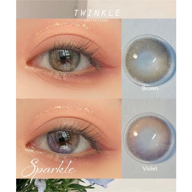 (Gdia 13.0)Kính áp tròng Sparkle Brown/Violet Lens Twinkle lens nhũ lens tím