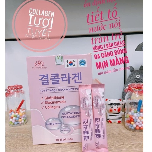 Bột uống collagen trắng da Tuyết Ngọc Nhan WHITE PLUS mờ nám giảm tàn nhang chống lão hóa