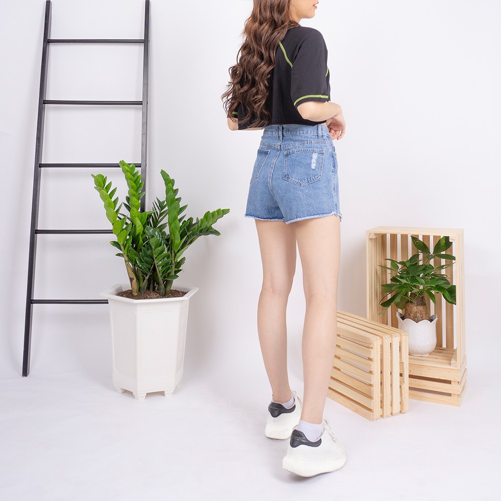[Mã FAMAYWA giảm 10K đơn 50K] Quần short jean nữ Ulzzang GENZ lưng cao không gấu rách ống ZWJ021 | BigBuy360 - bigbuy360.vn