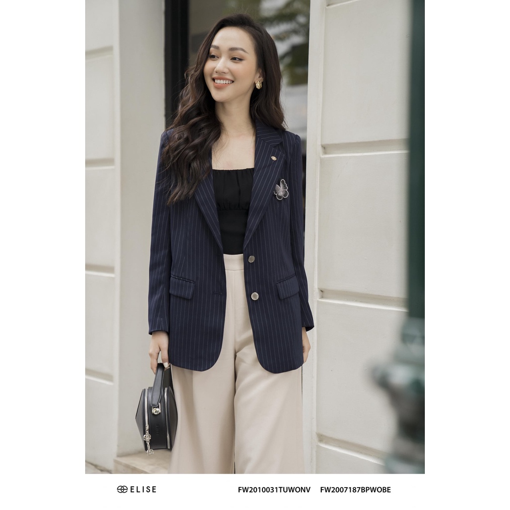 Set Vest tím than kẻ Elise