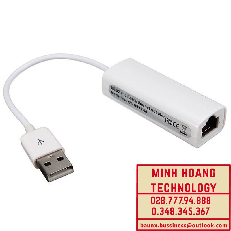 Dây cáp chuyển đổi USB sang cổng mạng Lan - USB To Lan (Trắng) cho Laptop, Apple MacBook Air Laptop PC