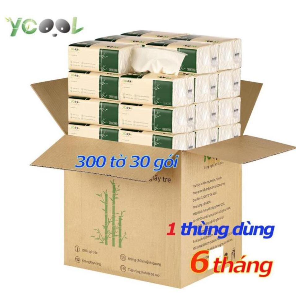 Giấy ăn gấu trúc khăn giấy tre YCOOL 1 thùng 30 gói 300 tờ