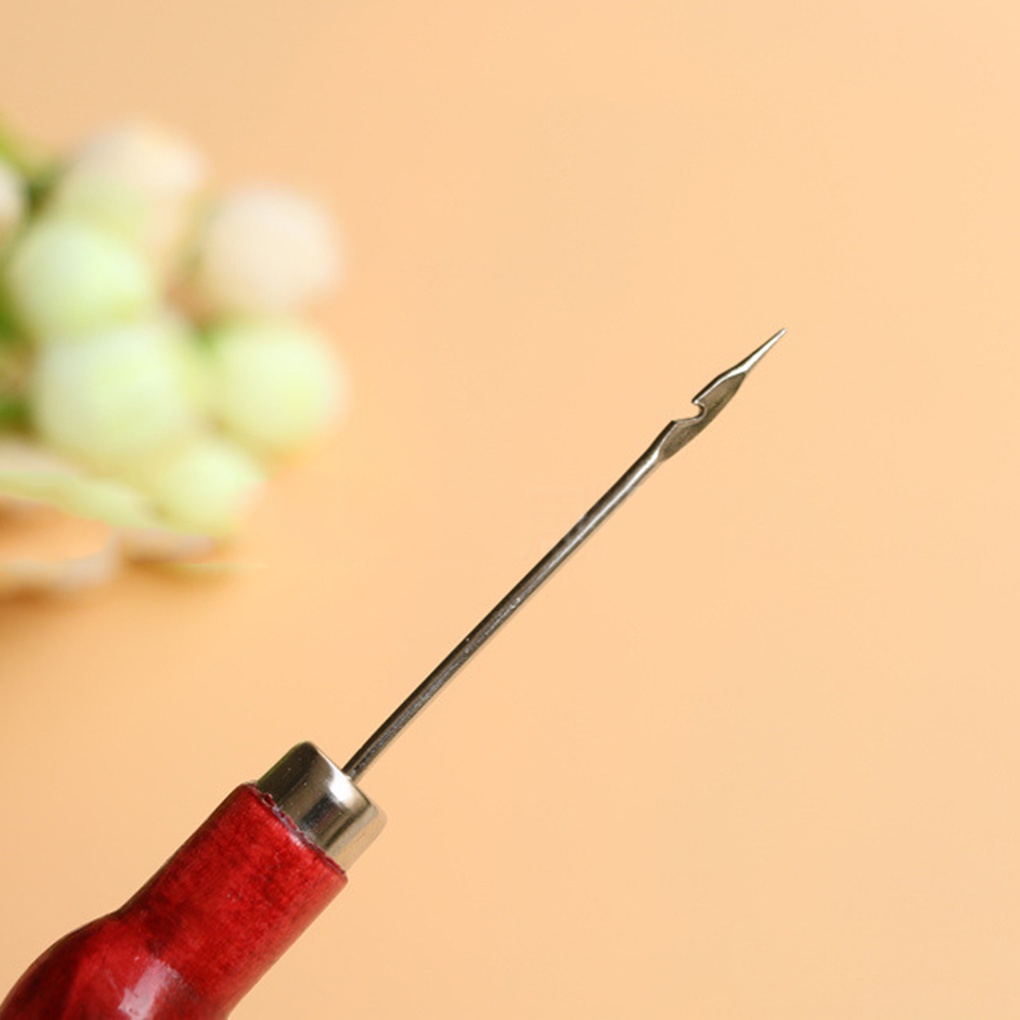 [Coco] Gourd-shaped Wooden Handle Hooked Straight Awl Home Manual Shoes Making Drill Sole Fixing Tools