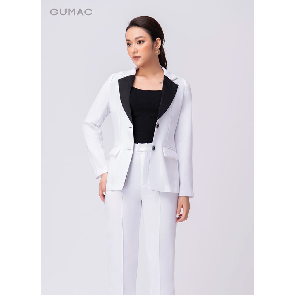 Áo vest nữ phối ve cổ GUMAC màu trắng, đủ size thanh lịch sang trọng AA10216 | BigBuy360 - bigbuy360.vn