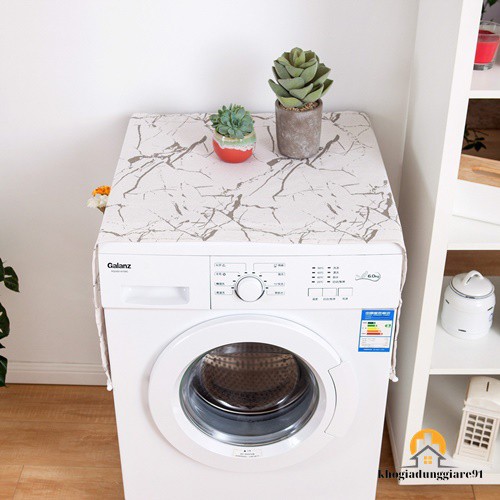 Tấm Phủ Tủ Lạnh máy giặt lò vi sóng in hình dễ thương, bảo vệ tủ chống bụi bẩn, chống thấm nước có túi bên hông đựng đồ