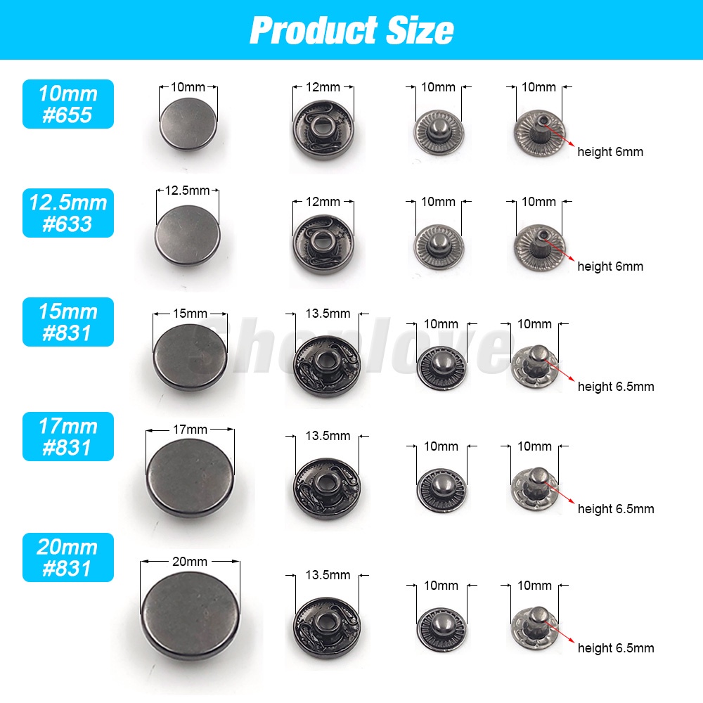 Set 25-35 Bộ Khuôn Dập Đinh Tán 10mm / 12.5mm / 15mm / 17mm / 20mm Chuyên Dụng