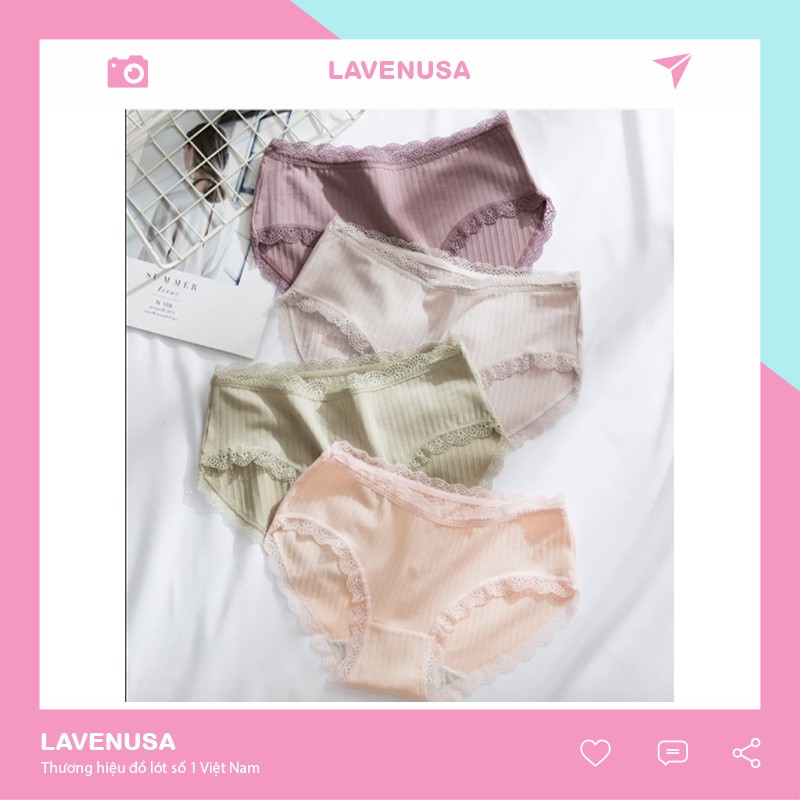 Quần lót cotton sợi tre viền ren cao cấp kháng khuẩn QL43