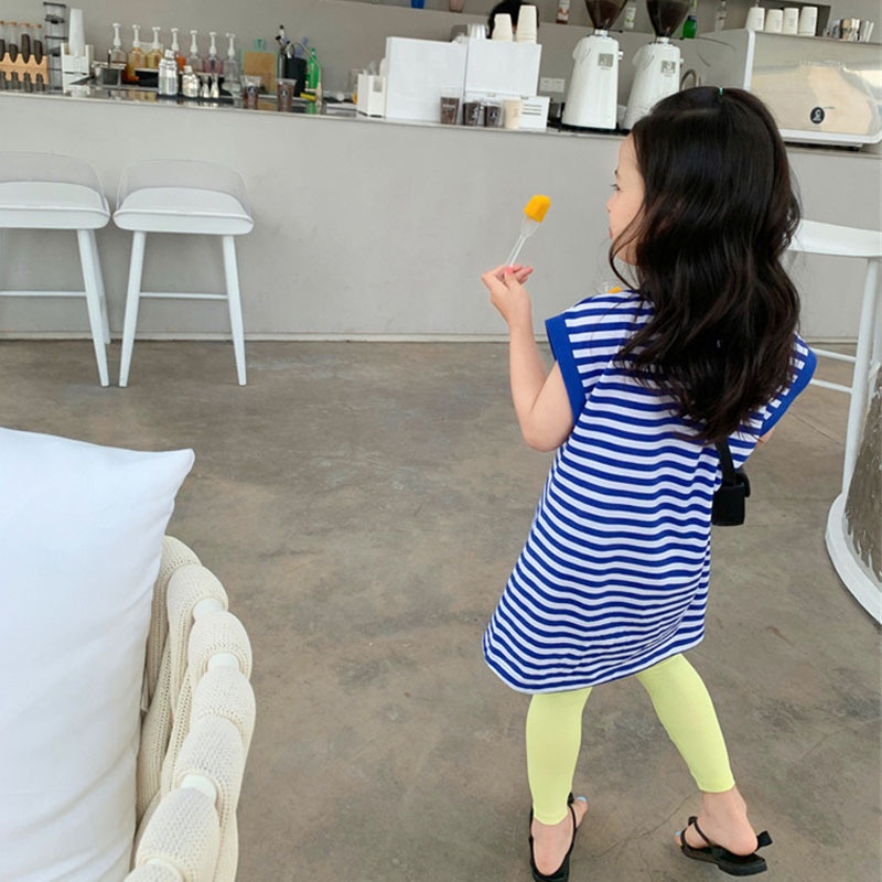 Đầm Thun Không Tay In Hoạt Hình Mặt Cười Dễ Thương Thời Trang Mùa Hè Cho Bé Gái