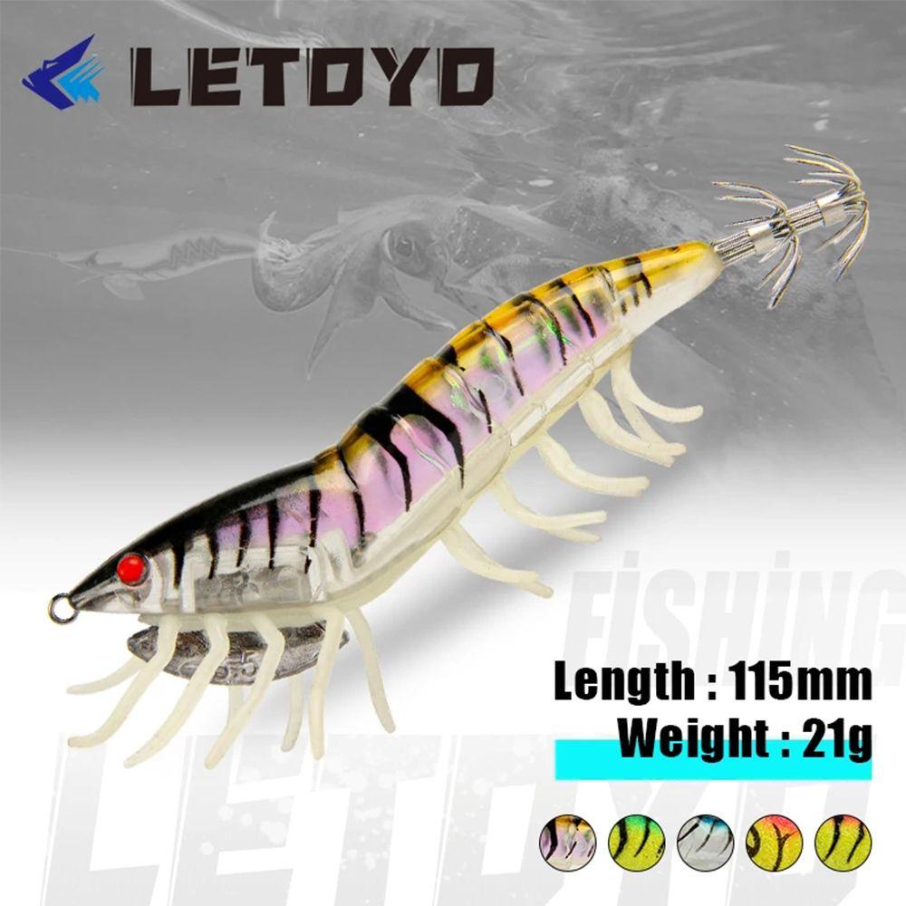 MUVAKO Mồi Câu Cá Giả Hình Con Tôm Bằng Gỗ Mềm Dạ Quang