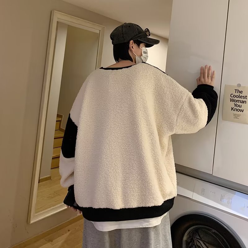 Áo Len nam cổ tròn Dày Dặn Cổ Tròn Dáng Rộng Đơn Giản áo len cổ tròn nữ Thời Trang sweater lông cừu Nam Nữ áo sweater cograue