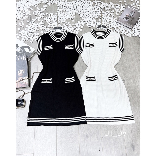 Đầm Len Xốp Viền Sát Nách, Váy Len Ba Lỗ Cao Cấp