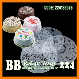 [Freeship] Bộ 4 tấm rắc stencil nhựa tròn - Size 20cm