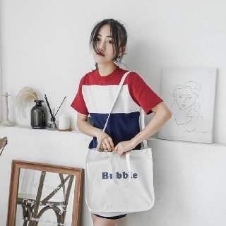 Túi Vải Canvas Túi Tote Đeo Vai Có Túi Nhỏ Đựng Đồ Hàn Quốc Ulzzang Túi Tote Canvas In Chữ Cỡ Lớn Đựng Đồ Mùa Hè