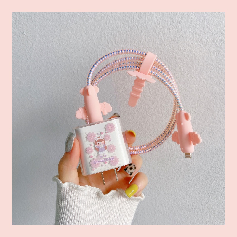 Vỏ bảo vệ dây cáp sạc nhanh USB Sanrio hình trái cây dễ thương cho IPHONE 18W 20W