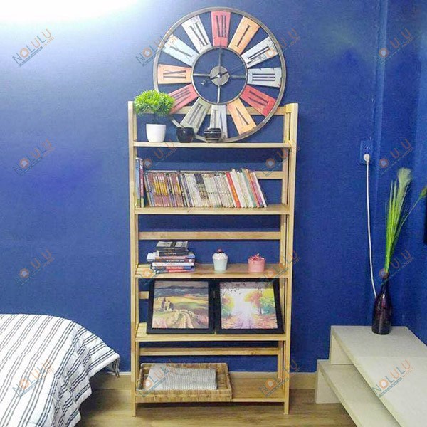 Kệ Sách Gỗ 5 Tầng 50cm Gỗ Cao Su Tự Nhiên Sea Decor