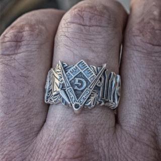Nhẫn Nam Chạm Khắc Biểu Tượng Freemasonry