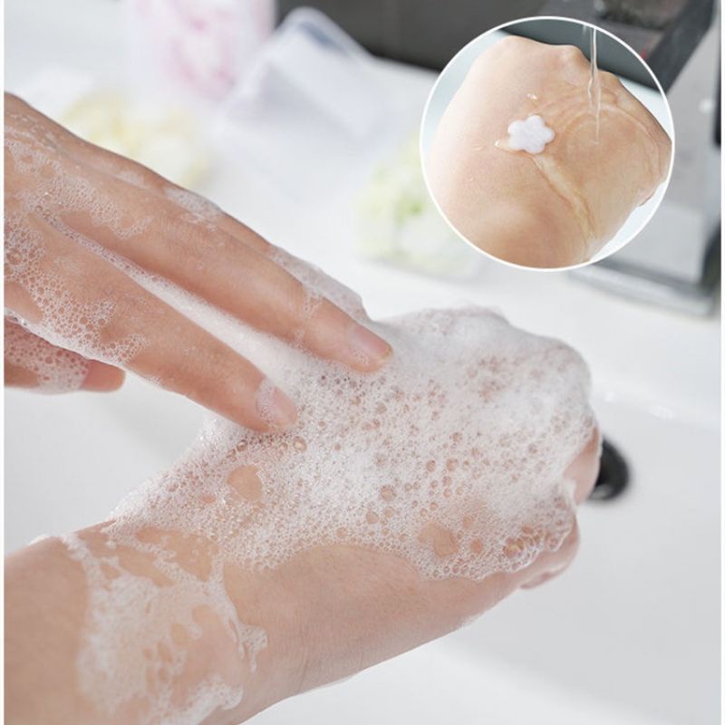 Hộp 100 Miếng Xà Phòng Giấy Hình Cánh Hoa Mini Dùng 1 Lần