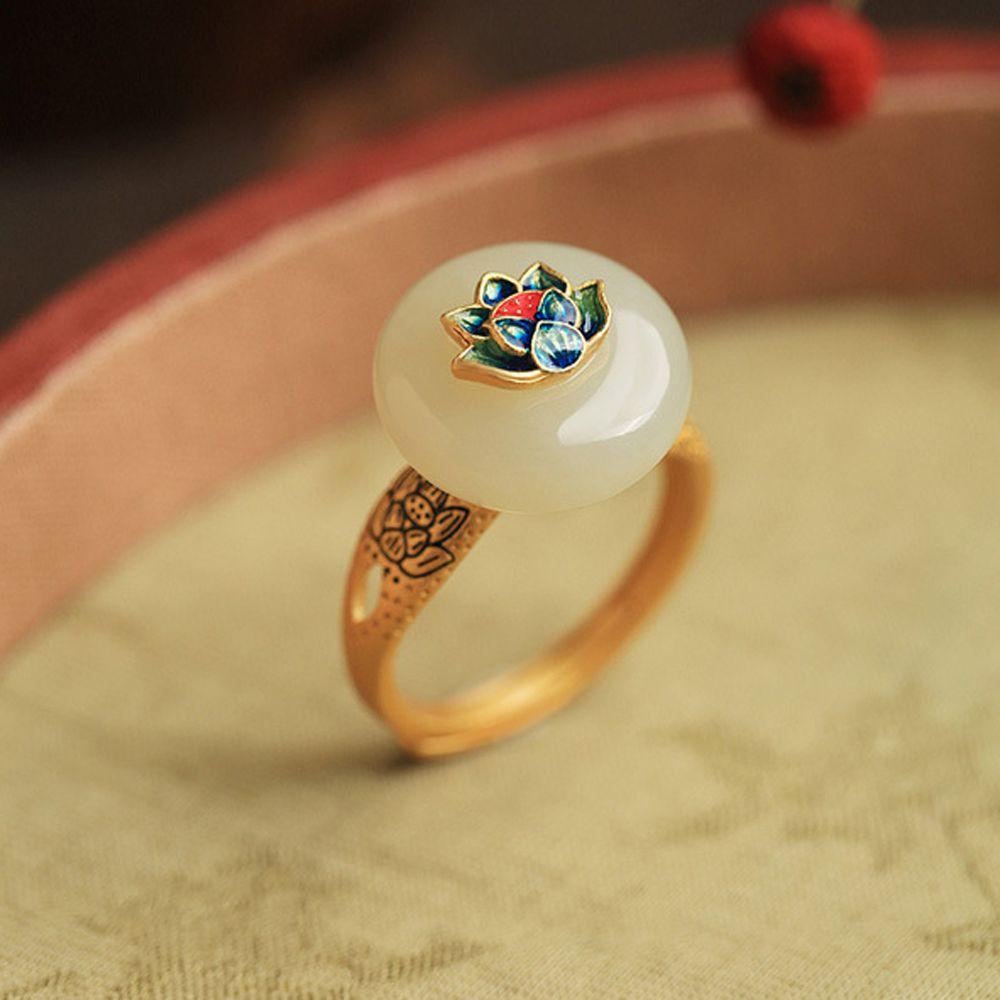 Nhẫn Hình Hoa Sen Phong Cách Trung Hoa Thanh Lịch Thời Trang