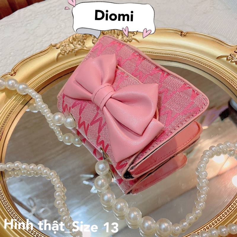 Túi đeo chéo mini đính nơ dây đeo ngọc thời trang mẫu mới 2022