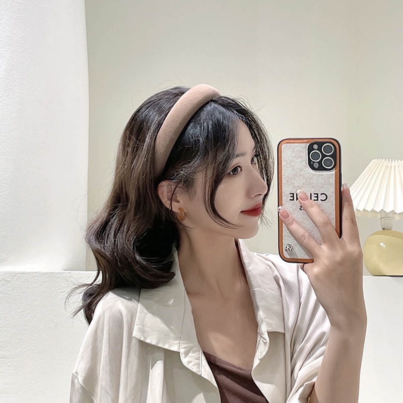 Cài tóc xốp nữ màu trơn bản rộng thanh lịch đơn giản phong cách Hàn Quốc