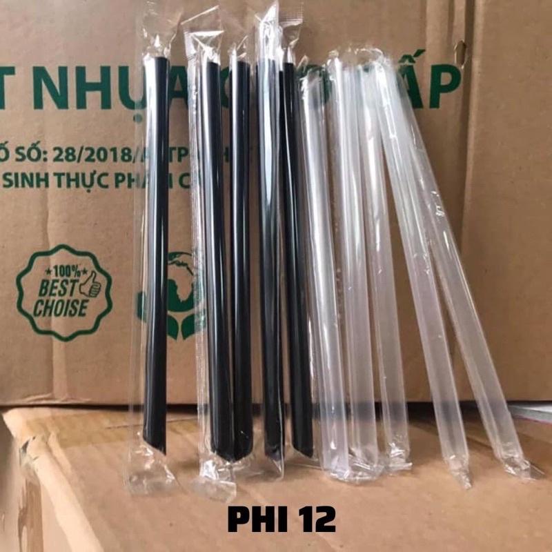 Ống Hút Phi Trà Sữa Có Bọc Phi 12 Trắng/Đen 500G