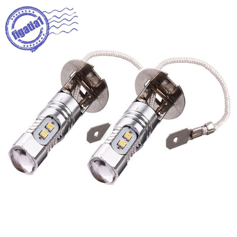 1 [Fiatia1] 2 Đèn LED Tín Hiệu Ánh Sáng Trắng H3 2323 10SMD 12V-24V 6500K Cho Oto