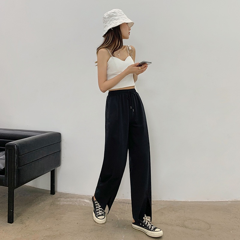 SUXI Quần ống rộng Lưng Cao Thiết Kế Mới Thời Trang Theo Phong Cách Hàn Quốc Cho Nữ